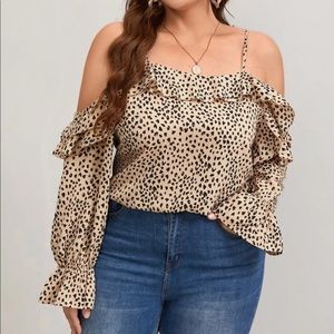 Leopard Print Cold Shoulder Top